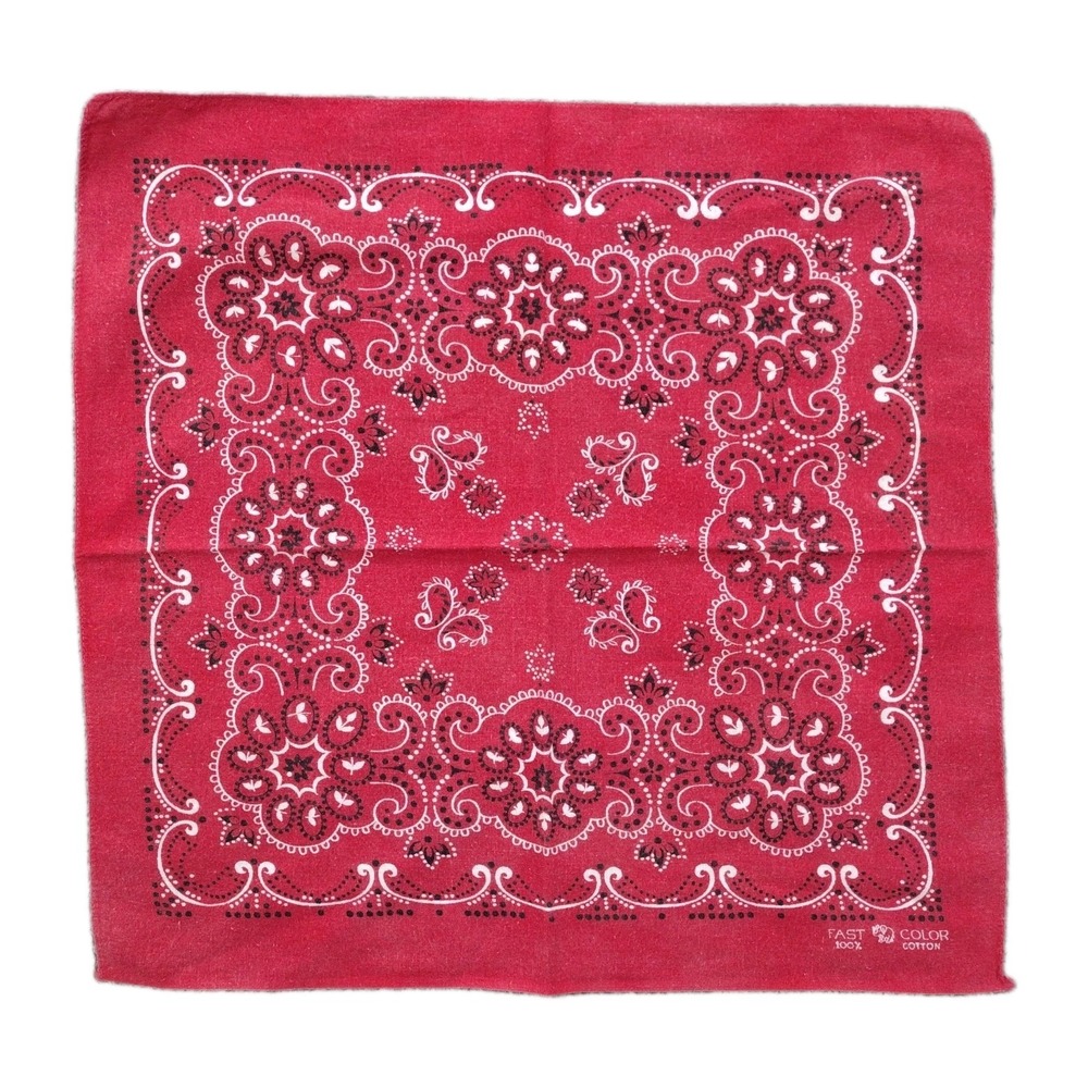 Vtg 50s 60s Elephant Trunk Up Bandana Indigo Red Selvedge Cotton Workwear #1842